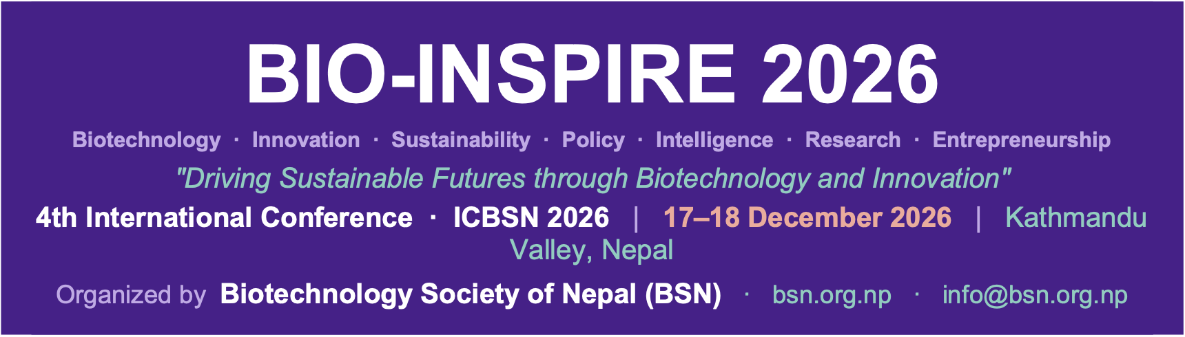 BIO-INSPIRE 2026 (4th International Conference-ICBSN 2026)